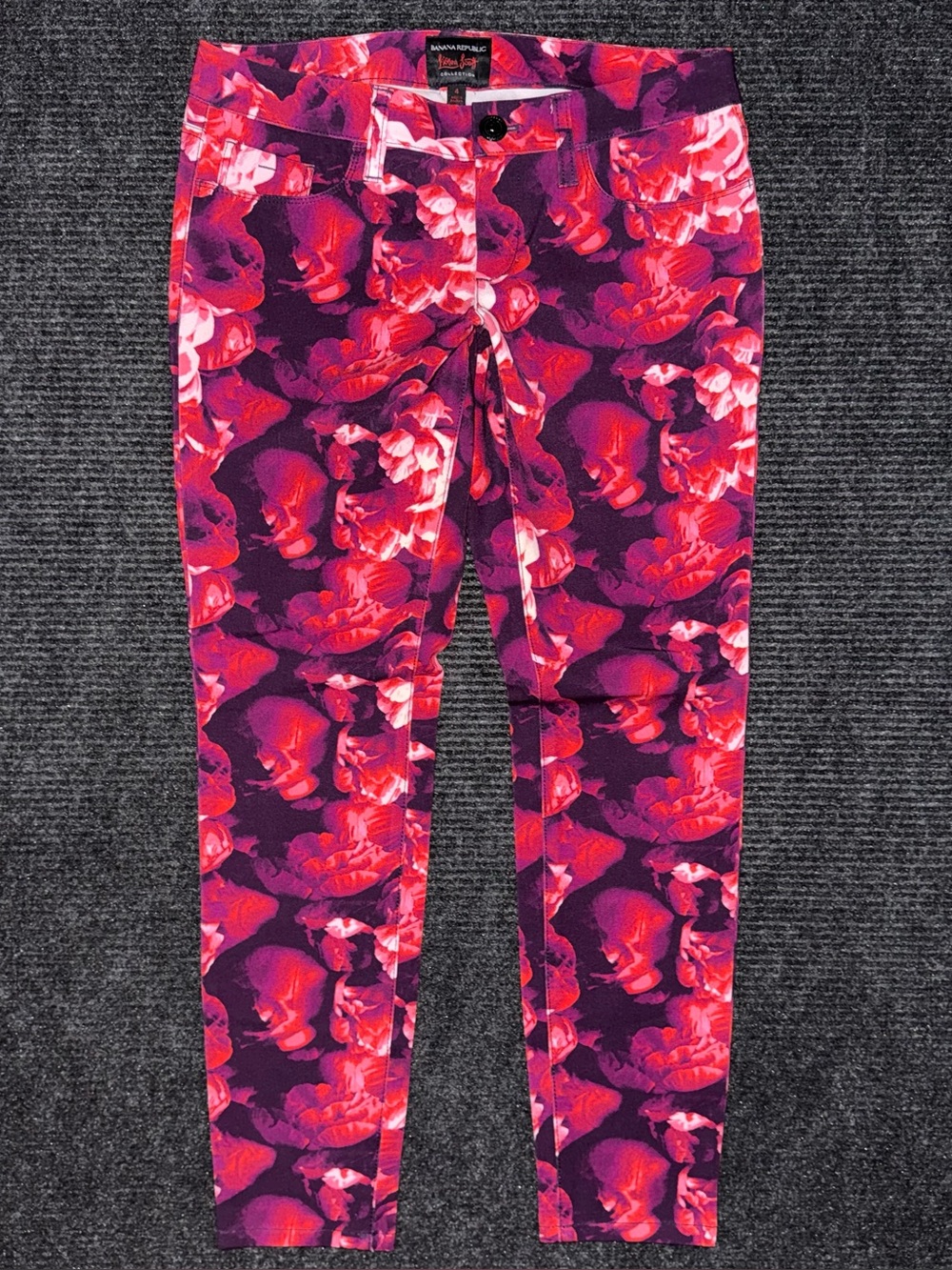 Banana Republic L'Wren Scott Peony Print Skinny Ankle Pants Low Rise Sz 4 NWT